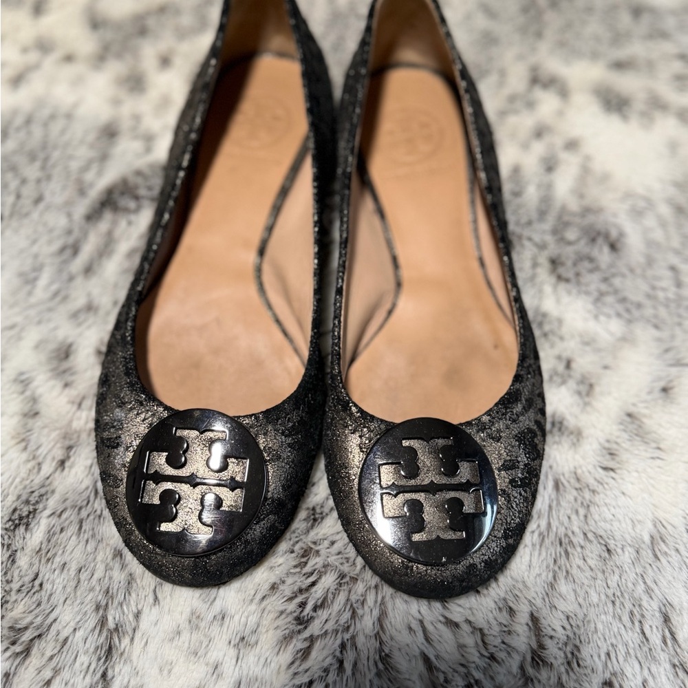 Tory Burch Shimmering Black Loafers